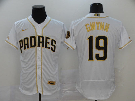 Men's San Diego Padres Tony Gwynn #19 MLB White Stitched jersey