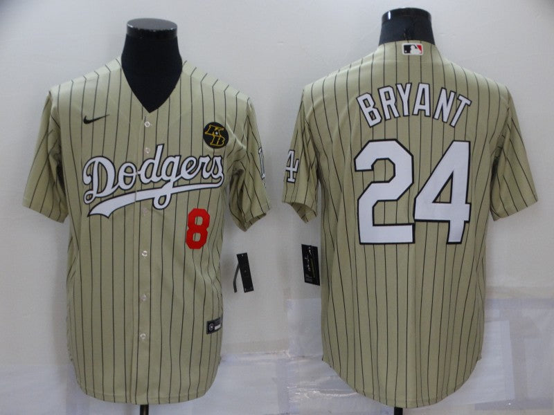 Men's Los Angeles Dodgers Kobe Bryant #8-24 Gold Replica Baseball jersey