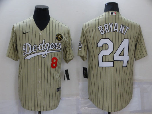 Men's Los Angeles Dodgers Kobe Bryant #8-24 Gold Replica Baseball jersey