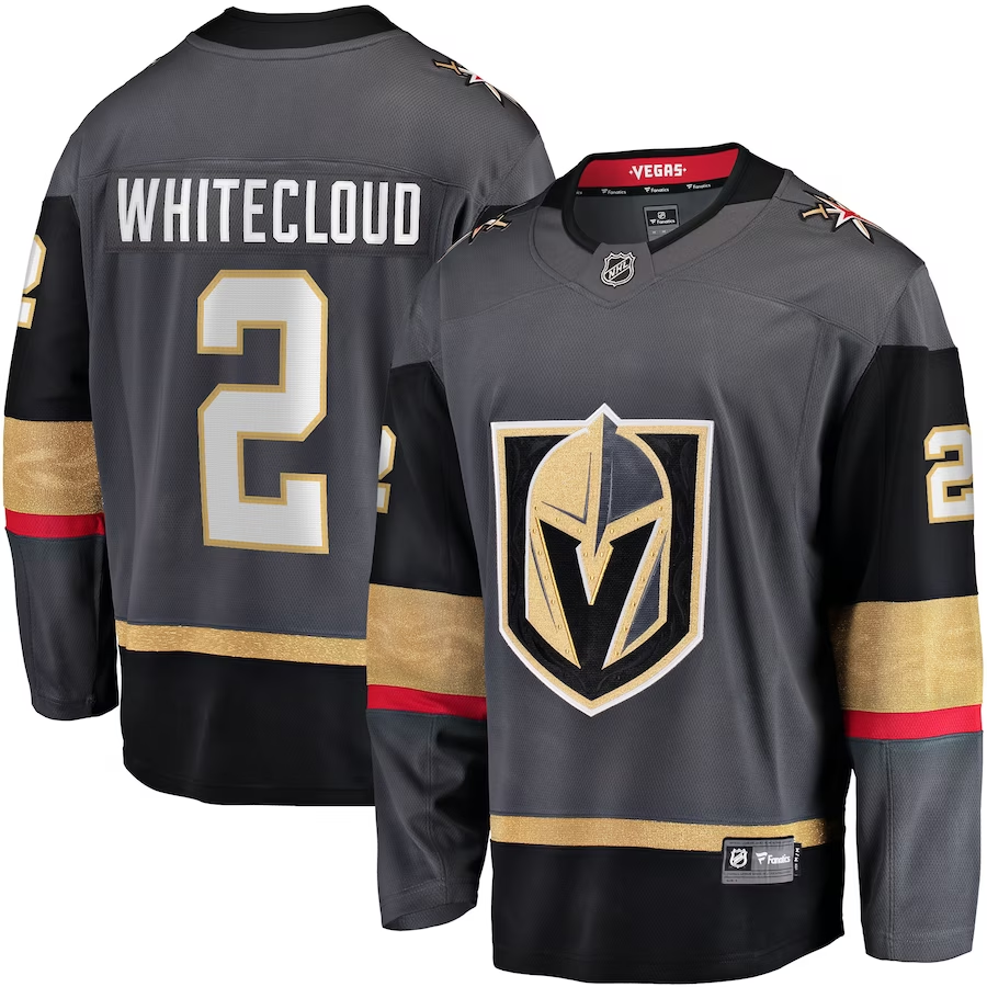 Men's Vegas Golden Knights Zach Whitecloud #2 Gray Breakaway Player jersey