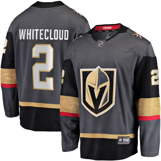 Men's Vegas Golden Knights Zach Whitecloud #2 Gray Breakaway Player jersey