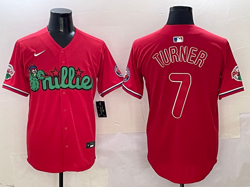 Men's Philadelphia Phillies Trea Turner #7 Red Player jersey