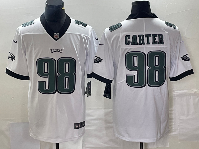 Men's Philadelphia Eagles Jalen Carter #98 White Alternate Team Game jersey