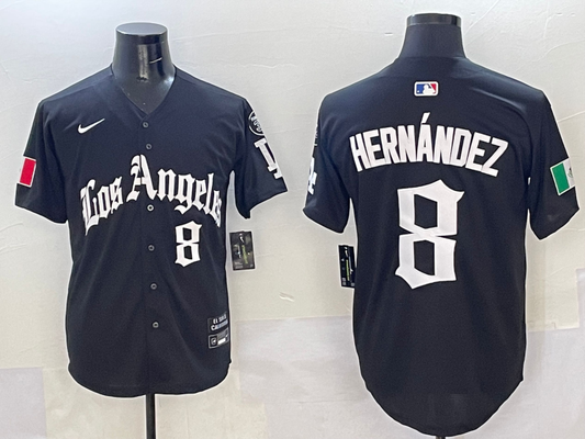 Men's Los Angeles Dodgers Enrique Hernandez #8 Black Team Game Player Jersey