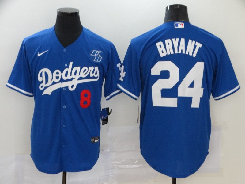 Men's Los Angeles Dodgers Kobe Bryant #8-24 Blue Replica Baseball jersey