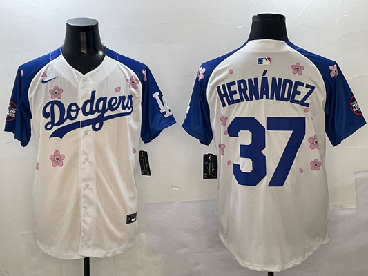 Men's Los Angeles Dodgers Teoscar Hernandez #37 White Player Game jersey