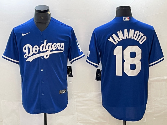 Men's Los Angeles Dodgers Yoshinobu Yamamoto #18 Royal Replica Player jersey