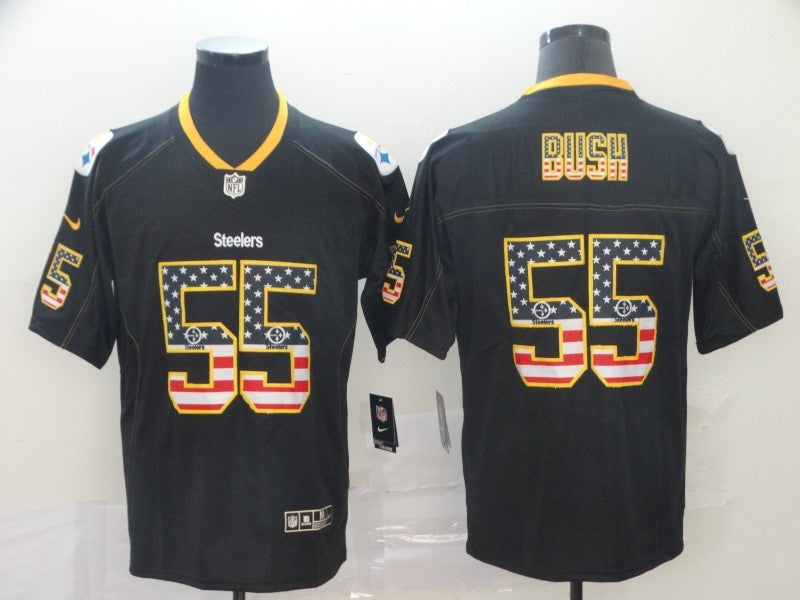Men's Pittsburgh Steelers Devon Bush Jr. #55 Black Team Game jersey