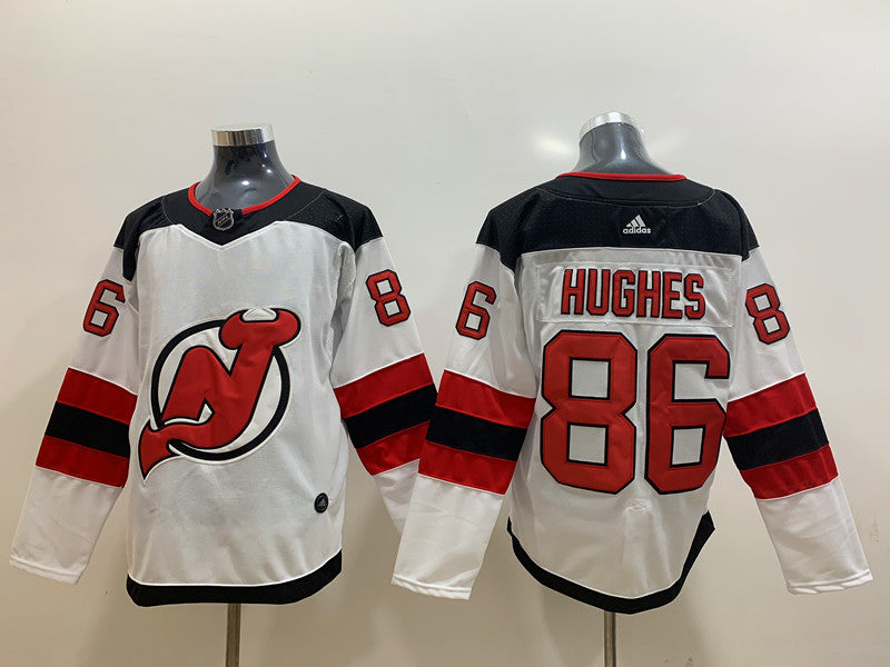 Men's New jersey Devils Jack Hughes #86 White Game jersey