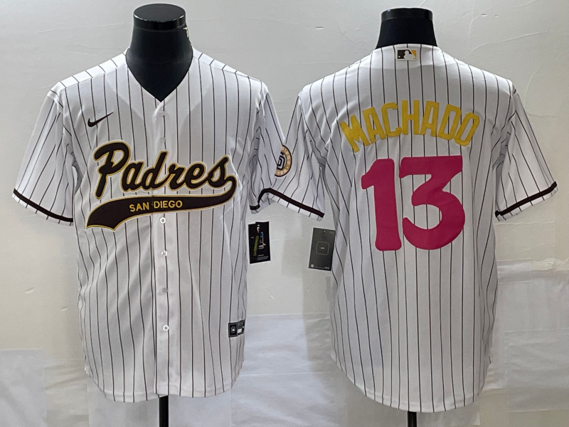 Men's San Diego Padres Manny Machado #13 White Replica Player jersey Joint Edition