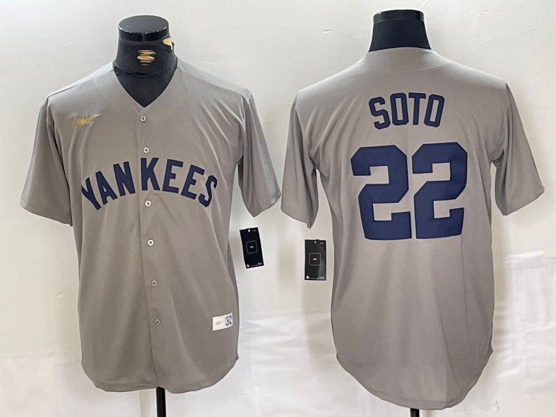 Men's New York Yankees Juan Soto #22 Gray Road Cooperstown Collection Player jersey