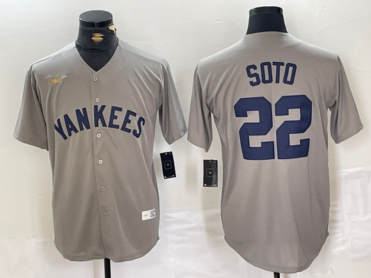 Men's New York Yankees Juan Soto #22 Gray Road Cooperstown Collection Player jersey