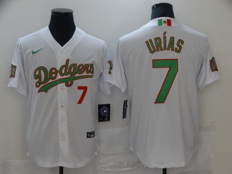 Men's Los Angeles Dodgers Julio Urias #7 White Player Baseball jersey
