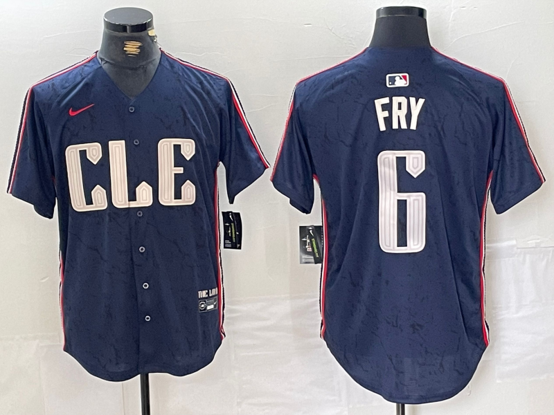 Men's Cleveland Guardians David Fry #6 Navy 2024 City Connect Limited jersey