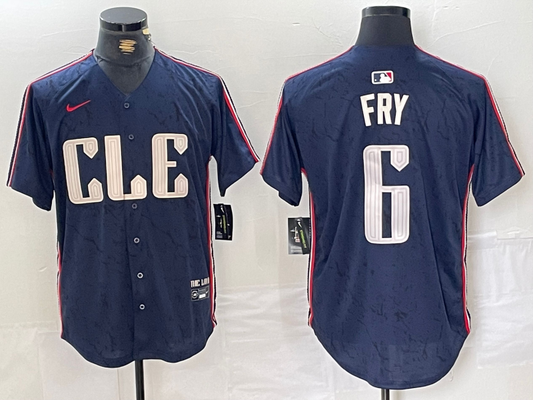 Men's Cleveland Guardians David Fry #6 Navy 2024 City Connect Limited jersey