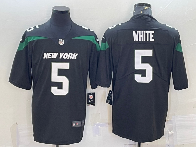 Men's New York Jets Mike White #5 Black Game jersey