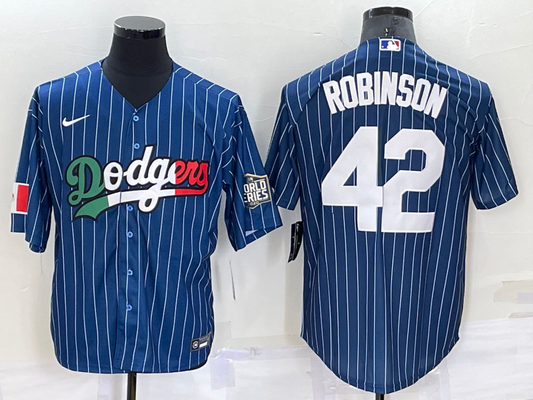 Men's Los Angeles Dodgers Jackie Robinson #42 Blue Stitched Player jersey