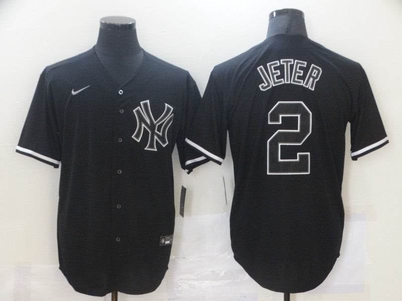 Men's New York Yankees Derek Jeter #2 Black Authentic Game jersey