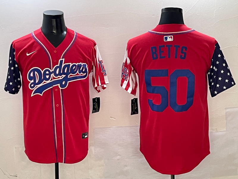 Men's Los Angeles Dodgers Mookie Betts #50 Red Replica Player jersey