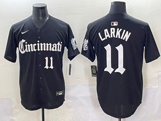 Men's Cincinnati Reds Barry Larkin #11 Black Replica Player Jersey