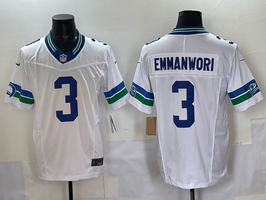 Men's Seattle Seahawks Nick Emmanwori #3 White Alternate Game Jersey