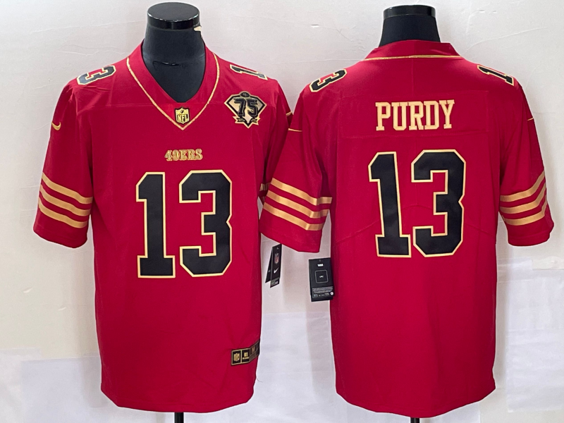 Men's San Francisco 49ers Brock Purdy #13 Red 75th Anniversary Game jersey