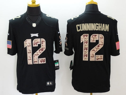 Men's Philadelphia Eagles Randall Cunningham #12 Black Game Player jersey