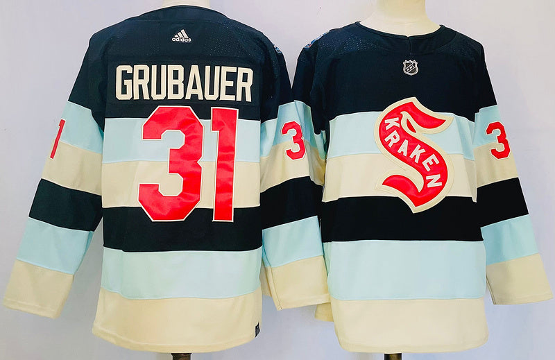 Men's Seattle Kraken Philipp Grubauer #31 Deep Sea Blue 2024 NHL Winter Classic Breakaway Player jersey