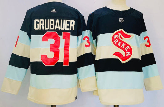 Men's Seattle Kraken Philipp Grubauer #31 Deep Sea Blue 2024 NHL Winter Classic Breakaway Player jersey