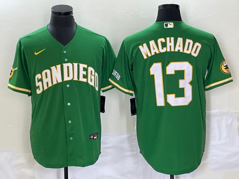 Men's San Diego Padres Manny Machado #13 Green Replica Player jersey