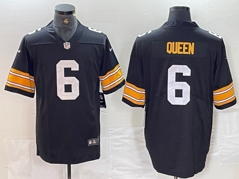 Men's Pittsburgh Steelers Patrick Queen #6 Black Player Game jersey
