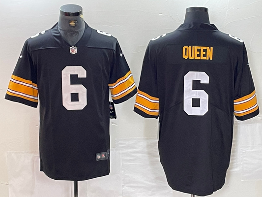 Men's Pittsburgh Steelers Patrick Queen #6 Black Player Game jersey