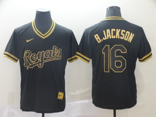 Men's Kansas City Royals Bo Jackson #16 Black Replica Baseball jersey