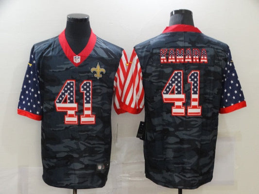 Men's New Orleans Saints Alvin Kamara #41 Gray Camouflage Game Player jersey