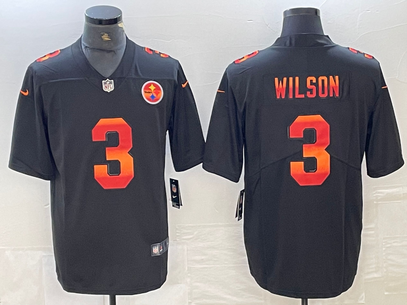 Men's Pittsburgh Steelers Russell Wilson #3 Black Player Game jersey