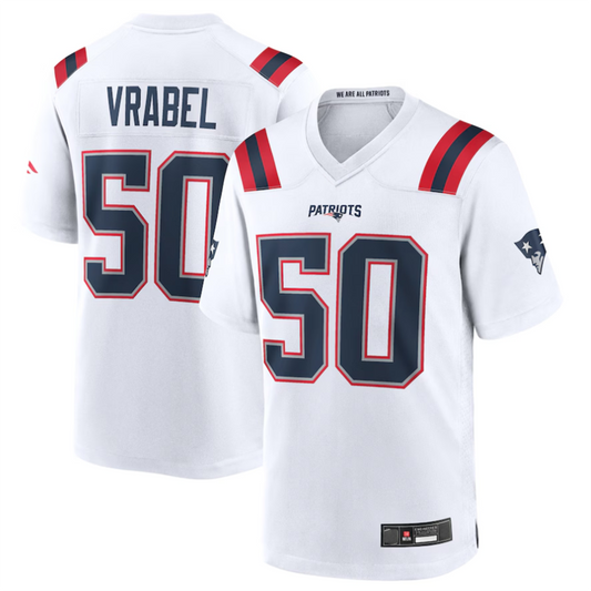 #50 Mike Vrabel Player NE.Patriots White Game Football Jerseys