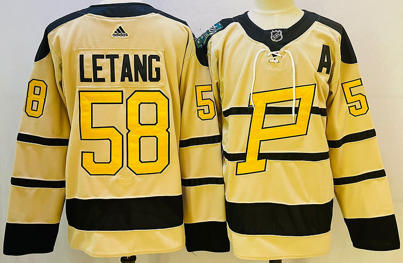 Men's Pittsburgh Penguins Kris Letang #58 Yellow Player jersey