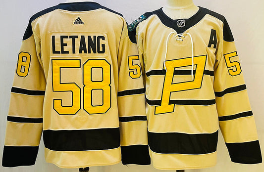 Men's Pittsburgh Penguins Kris Letang #58 Yellow Player jersey