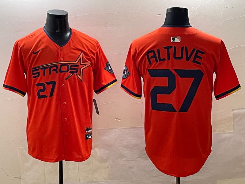 Men's Houston Astros Jose Altuve #27 Orange 2025 City Connect Limited Player jersey