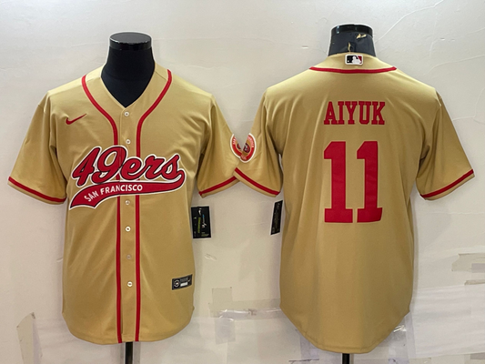 Men's San Francisco 49ers Brandon Aiyuk #11 Gold Game jersey Joint Edition