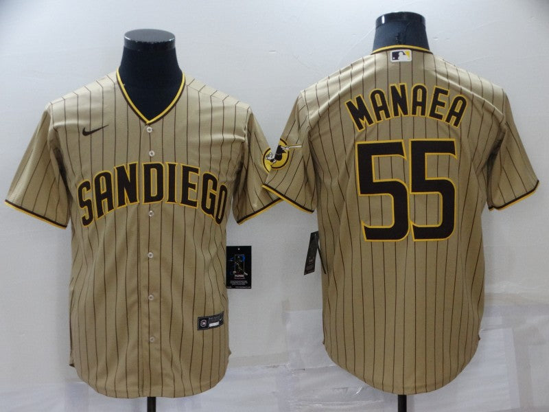 Men's San Diego Padres Sean Manaea #55 Khaki Stitched jersey