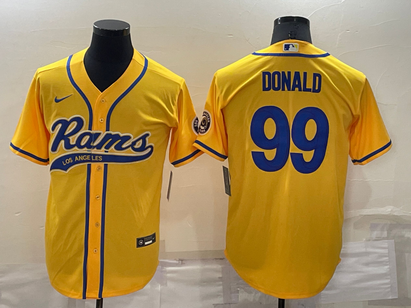 Men's Los Angeles Rams Aaron Donald #99 Yellow Game jersey Joint Edition