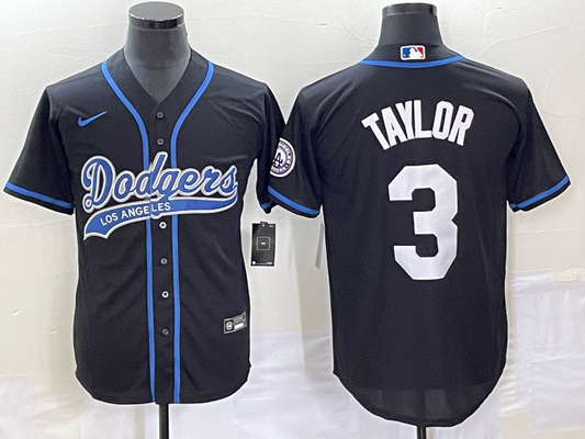 Men's Los Angeles Dodgers Chris Taylor #3 Black Player jersey Joint Edition