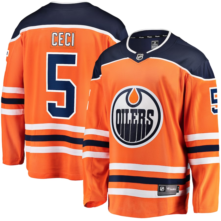 Men's Edmonton Oilers Cody Ceci #5 Orange Home Breakaway Player jersey