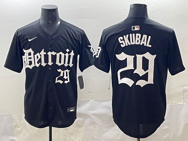 Men's Detroit Tigers Tarik Skubal #29 Black Player Jersey