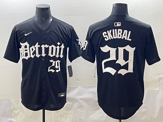 Men's Detroit Tigers Tarik Skubal #29 Black Player Jersey