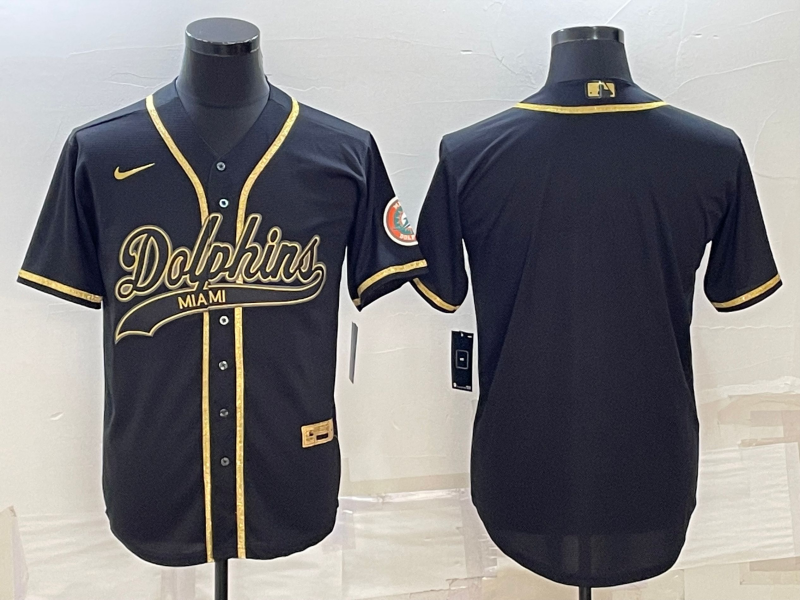 Men's Miami Dolphins Black Game Blank jersey