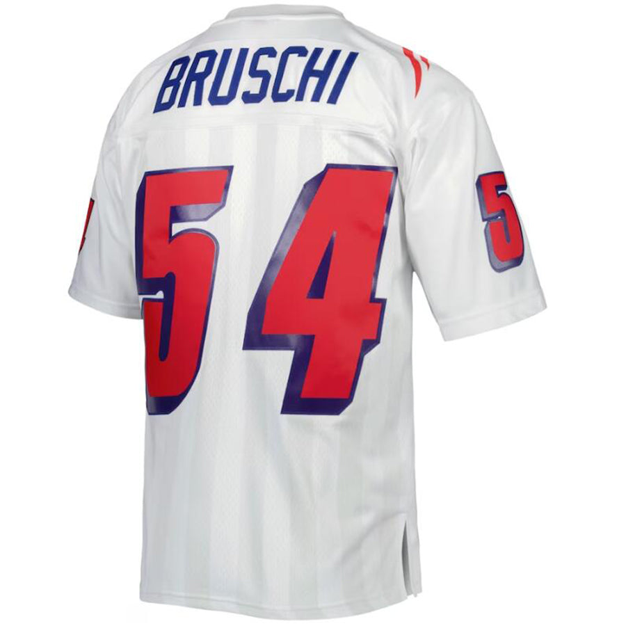 NE.Patriots #54 Tedy Bruschi Player Mitchell & Ness White 1996 Legacy Replica Football Jerseys