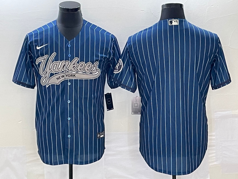 Men's New York Yankees Blue Replica Blank jersey Joint Edition
