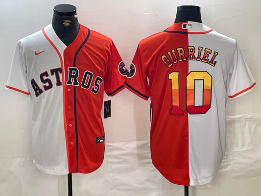 Men's Houston Astros Yuli Gurriel #10 White/Orange Replica Player jersey